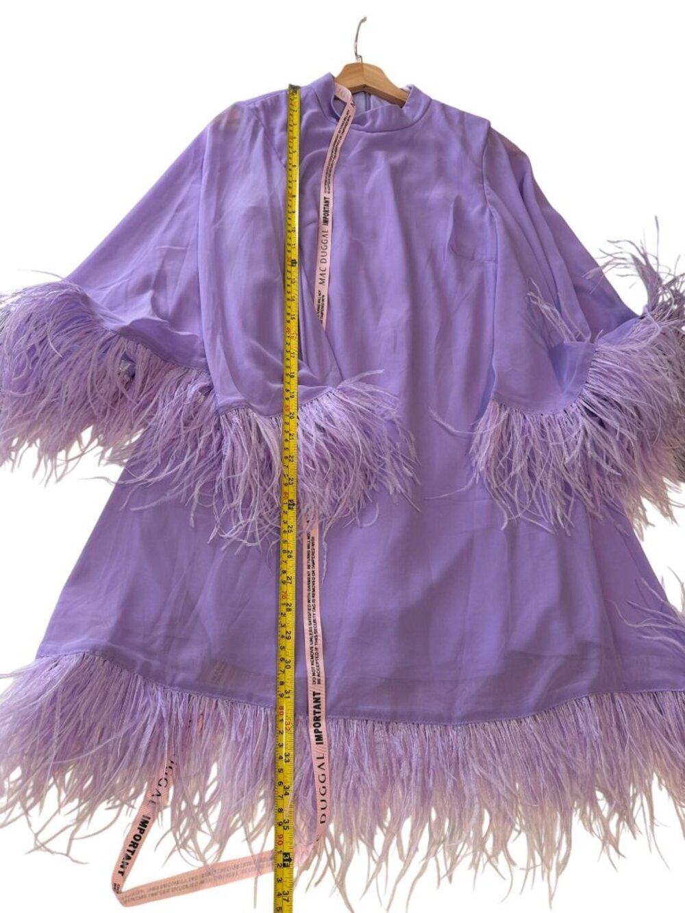 Mac Duggal Lilac Sheer Sleeves Feather Trim Cocktail Dress 11439 Dress Size 4 NW - Picture 6 of 11